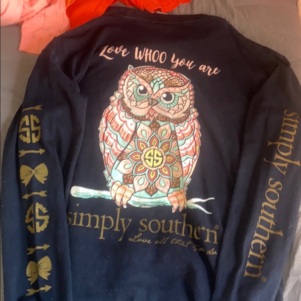 Dark blue long sleeve simply southern shirt